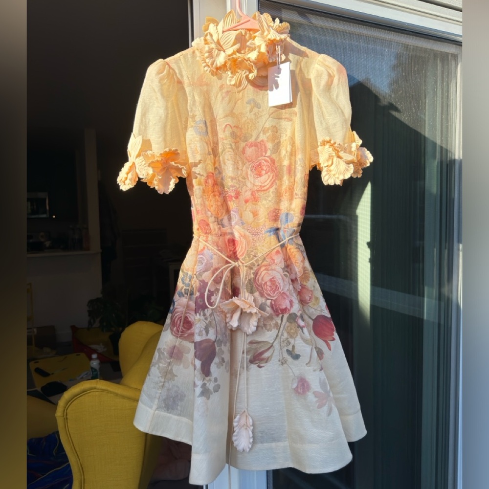 Zimmermann Luminosity Liftoff Flower Mini Dress, Size 1